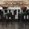 Flash Furniture Wright Set of 2 Commercial Barstools – Walnut Wood Boomerang Back – Black Vinyl Seat – 500 LB. Capacity Black Steel Frame – Integrated Footrest(Walnut Wood Back/Green Vinyl Seat)