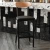 Flash Furniture Wright Set of 2 Commercial Barstools – Walnut Wood Boomerang Back – Black Vinyl Seat – 500 LB. Capacity Black Steel Frame – Integrated Footrest(Natural Birch Wood Back/Black Vinyl Seat)