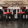 Flash Furniture Wright Set of 2 Commercial Barstools – Walnut Wood Boomerang Back – Black Vinyl Seat – 500 LB. Capacity Black Steel Frame – Integrated Footrest(Walnut Wood Back/Red Vinyl Seat)