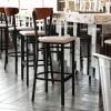 Flash Furniture Wright Set of 2 Commercial Barstools – Walnut Wood Boomerang Back – Black Vinyl Seat – 500 LB. Capacity Black Steel Frame – Integrated Footrest(Walnut Wood Back/Gray Vinyl Seat)