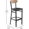 Flash Furniture Wright Set of 2 Commercial Barstools – Walnut Wood Boomerang Back – Black Vinyl Seat – 500 LB. Capacity Black Steel Frame – Integrated Footrest(Natural Birch Wood Back/Green Vinyl Seat)