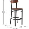 Flash Furniture Wright Set of 2 Commercial Barstools – Walnut Wood Boomerang Back – Black Vinyl Seat – 500 LB. Capacity Black Steel Frame – Integrated Footrest(Walnut)