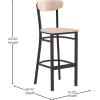 Flash Furniture Wright Set of 2 Commercial Barstools – Walnut Wood Boomerang Back – Black Vinyl Seat – 500 LB. Capacity Black Steel Frame – Integrated Footrest(Natural Birch)