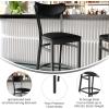 Flash Furniture Wright Set of 2 Commercial Barstools – Walnut Wood Boomerang Back – Black Vinyl Seat – 500 LB. Capacity Black Steel Frame – Integrated Footrest(Black Vinyl Back/Black Vinyl Seat)