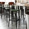 Flash Furniture Wright Set of 2 Commercial Barstools – Walnut Wood Boomerang Back – Black Vinyl Seat – 500 LB. Capacity Black Steel Frame – Integrated Footrest(Walnut Wood Back/Green Vinyl Seat)
