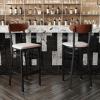 Flash Furniture Wright Set of 2 Commercial Barstools – Walnut Wood Boomerang Back – Black Vinyl Seat – 500 LB. Capacity Black Steel Frame – Integrated Footrest(Walnut Wood Back/Gray Vinyl Seat)