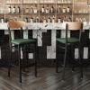 Flash Furniture Wright Set of 2 Commercial Barstools – Walnut Wood Boomerang Back – Black Vinyl Seat – 500 LB. Capacity Black Steel Frame – Integrated Footrest(Natural Birch Wood Back/Green Vinyl Seat)