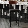 Flash Furniture Wright Set of 2 Commercial Barstools – Walnut Wood Boomerang Back – Black Vinyl Seat – 500 LB. Capacity Black Steel Frame – Integrated Footrest(Walnut Wood Back/Black Vinyl Seat)