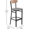 Flash Furniture Wright Set of 2 Commercial Barstools – Walnut Wood Boomerang Back – Black Vinyl Seat – 500 LB. Capacity Black Steel Frame – Integrated Footrest(Natural Birch Wood Back/Gray Vinyl Seat)
