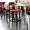 Flash Furniture Wright Set of 2 Commercial Barstools – Walnut Wood Boomerang Back – Black Vinyl Seat – 500 LB. Capacity Black Steel Frame – Integrated Footrest(Walnut Wood Back/Red Vinyl Seat)