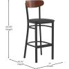 Flash Furniture Wright Set of 2 Commercial Barstools – Walnut Wood Boomerang Back – Black Vinyl Seat – 500 LB. Capacity Black Steel Frame – Integrated Footrest(Walnut Wood Back/Black Vinyl Seat)