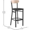 Flash Furniture Wright Set of 2 Commercial Barstools – Walnut Wood Boomerang Back – Black Vinyl Seat – 500 LB. Capacity Black Steel Frame – Integrated Footrest(Natural Birch Wood Back/Black Vinyl Seat)