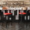 Flash Furniture Wright Set of 2 Commercial Barstools – Walnut Wood Boomerang Back – Black Vinyl Seat – 500 LB. Capacity Black Steel Frame – Integrated Footrest(Natural Birch Wood Back/Red Vinyl Seat)