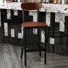 Flash Furniture Wright Set of 2 Commercial Barstools – Walnut Wood Boomerang Back – Black Vinyl Seat – 500 LB. Capacity Black Steel Frame – Integrated Footrest(Walnut)