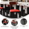 Flash Furniture Wright Set of 2 Commercial Barstools – Walnut Wood Boomerang Back – Black Vinyl Seat – 500 LB. Capacity Black Steel Frame – Integrated Footrest(Walnut Wood Back/Red Vinyl Seat)