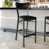 Flash Furniture Wright Set of 2 Commercial Barstools – Walnut Wood Boomerang Back – Black Vinyl Seat – 500 LB. Capacity Black Steel Frame – Integrated Footrest(Black Vinyl Back/Black Vinyl Seat)