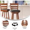 Flash Furniture Zerrick Commercial Classic Ladderback Barstool – Antique Oak Wood Frame – Black LeatherSoft Seat – Bar Height – 360° Swivel Seat – Footrest(Black Vinyl/Antique Oak Frame)