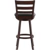 Flash Furniture Zerrick Commercial Classic Ladderback Barstool – Antique Oak Wood Frame – Black LeatherSoft Seat – Bar Height – 360° Swivel Seat – Footrest(Black Vinyl/Espresso Frame)