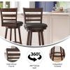 Flash Furniture Zerrick Commercial Classic Ladderback Barstool – Antique Oak Wood Frame – Black LeatherSoft Seat – Bar Height – 360° Swivel Seat – Footrest(Black Vinyl/Espresso Frame)