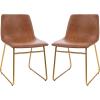 Flash Furniture 18″ LeatherSoft Dining Chairs in Light Brown/Gold (Set of 2)