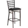 Flash Furniture 2 Pack HERCULES Series Silver Antique Finish with Clear Coat Ladder Back Metal Restaurant Barstool – Walnut Wood Seat(Black Vinyl Seat/Clear Coated Metal Frame)