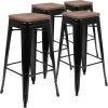 Flash Furniture 30″ High Backless Purple Barstool with Square Wood Seat(Black)