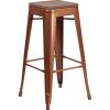 Flash Furniture 30″ High Backless Purple Barstool with Square Wood Seat(Copper)