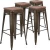 Flash Furniture 30″ High Backless Purple Barstool with Square Wood Seat(Gun Metal)
