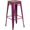 Flash Furniture 30″ High Backless Purple Barstool with Square Wood Seat(Purple)