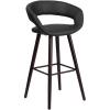 Flash Furniture Brynn Series 29” High Contemporary Cappuccino Wood Barstool in Black Vinyl(Black)