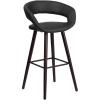 Flash Furniture Brynn Series 29” High Contemporary Cappuccino Wood Barstool in Black Vinyl(White)