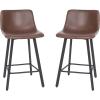 Flash Furniture Caleb Modern Armless 24 Inch Counter Height Stools Commercial Grade w/Footrests and Matte Metal Frames, Set of 2
