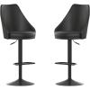 Flash Furniture Chrishelle Set of 2 Commercial Adjustable Height Bar Stools – Brown LeatherSoft Tufted Upholstery – Pedestal Base – Integrated Footring(Black)