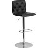 Flash Furniture Contemporary Button Tufted Gray Vinyl Adjustable Height Barstool with Chrome Base(Black)