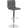 Flash Furniture Contemporary Button Tufted Gray Vinyl Adjustable Height Barstool with Chrome Base(Grey)