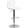 Flash Furniture Contemporary Button Tufted Gray Vinyl Adjustable Height Barstool with Chrome Base(White)