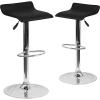 Flash Furniture Contemporary White Vinyl Adjustable Height Barstool with Solid Wave Seat and Chrome Base(Black)