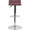 Flash Furniture Contemporary White Vinyl Adjustable Height Barstool with Solid Wave Seat and Chrome Base(Burgundy)