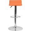 Flash Furniture Contemporary White Vinyl Adjustable Height Barstool with Solid Wave Seat and Chrome Base(Orange)