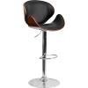 Flash Furniture Farley Beech Bentwood Adjustable Height Barstool with Curved Back and Black Vinyl Seat(Walnut)