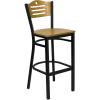 Natural Wood Back/Natural Wood Seat/Black Metal Frame