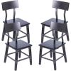 Flash Furniture Jackson Commercial Industrial Wood Dining Chair, Solid Beechwood Frame, Support Bar, Set of 2, Black(Black)