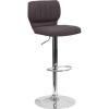 Flash Furniture Jeremy Contemporary White Vinyl Adjustable Height Barstool with Vertical Stitch Back and Chrome Base(Charcoal Fabric)