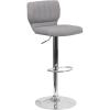 Flash Furniture Jeremy Contemporary White Vinyl Adjustable Height Barstool with Vertical Stitch Back and Chrome Base(Gray Fabric)