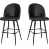 Flash Furniture Lyla Commercial Grade Modern Armless Barstools – Black LeatherSoft Upholstery – 30″ Barstool – Contoured Backrest – Steel Frame & Footrest – Set of 2(Black Leathersoft)