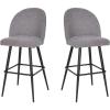 Flash Furniture Lyla Commercial Grade Modern Armless Barstools – Black LeatherSoft Upholstery – 30″ Barstool – Contoured Backrest – Steel Frame & Footrest – Set of 2(Gray Faux Linen)