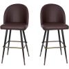 Flash Furniture Lyla Commercial Grade Modern Armless Barstools – Black LeatherSoft Upholstery – 30″ Barstool – Contoured Backrest – Steel Frame & Footrest – Set of 2(Brown Leathersoft)
