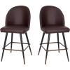 Flash Furniture Lyla Commercial Grade Modern Armless Counter Stools-Brown LeatherSoft Upholstery-26″ Barstool-Contoured Backrest-Steel Frame & Footrest-Set of 2