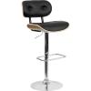 Flash Furniture Magnus Walnut Bentwood Adjustable Height Barstool with Button Tufted Black Vinyl Seat(Beech)