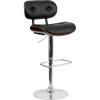 Flash Furniture Magnus Walnut Bentwood Adjustable Height Barstool with Button Tufted Black Vinyl Seat(Walnut)